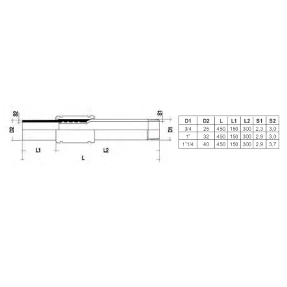 Raccordo di transizione a saldare PE-Acciao rivestito per gas (lunghezza 4,5 cm)